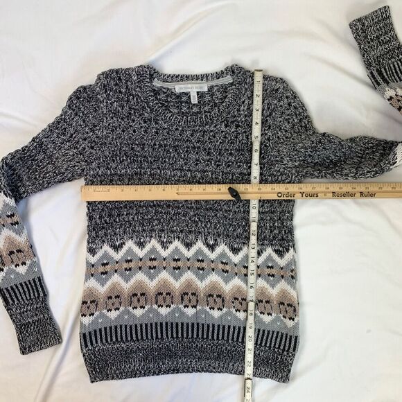 Victoria’s Secret Crew Pullover Fair Isle Knit Sweater XS Grey Cabincore Cotton - Picture 4 of 10